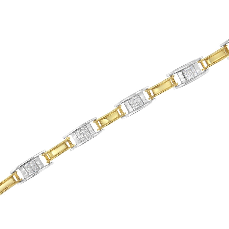 Bids.com 14K Two-Tone Gold 1.00 Cttw Princess-Cut Diamond Chain Link 7" Bracelet (H-I Color, SI1-SI2 Clarity) Bracelets