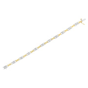 Bids.com 14K Two-Tone Gold 1.00 Cttw Princess-Cut Diamond Chain Link 7" Bracelet (H-I Color, SI1-SI2 Clarity) Bracelets