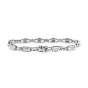 Bids.com 14K White Gold 1.0 Cttw Invisible Set Princess Diamond Alternating Link Tennis Bracelet (I-J Color, I1-I2 Clarity) - 7.25" Bracelets
