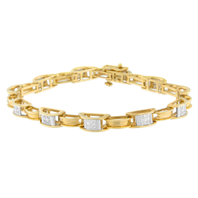 Bids.com 14K Yellow Gold Princess Cut Diamond Chain Link Bracelet (1.00 cttw, H-I Color, SI1-SI2 Clarity) Bracelets