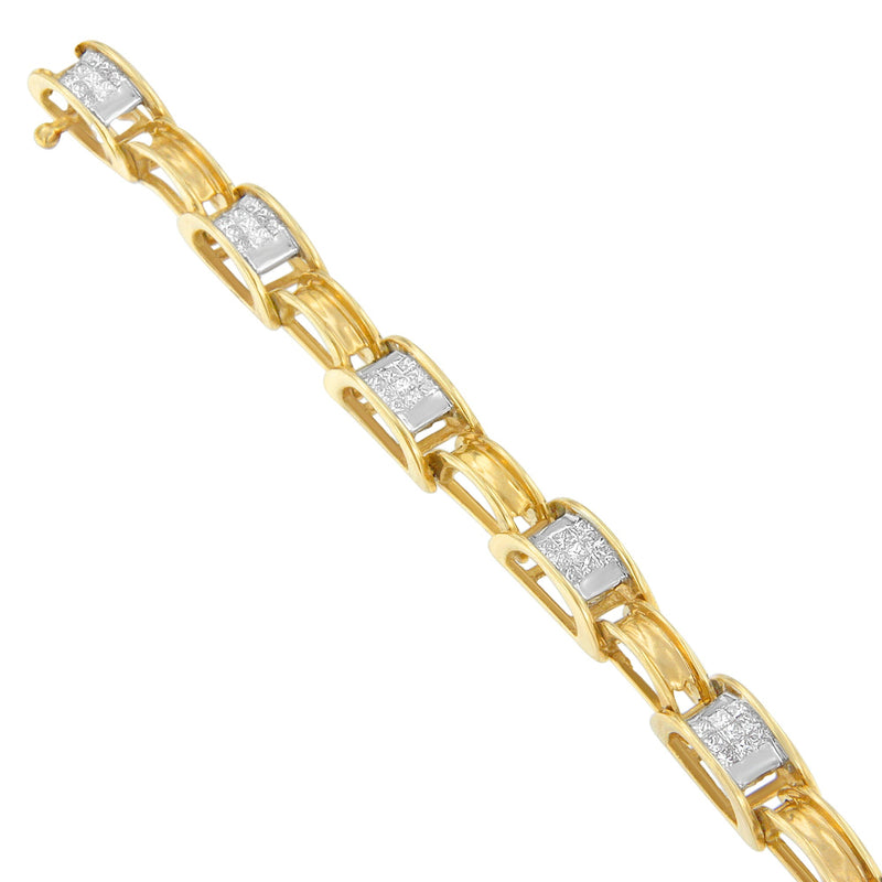 Bids.com 14K Yellow Gold Princess Cut Diamond Chain Link Bracelet (1.00 cttw, H-I Color, SI1-SI2 Clarity) Bracelets