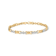 Bids.com 10k Yellow Gold 1/3 Cttw Diamond 3 Stone and X-Link Bracelet (I-J Color, I1-I2 Clarity) - 7.50" Inches Bracelets