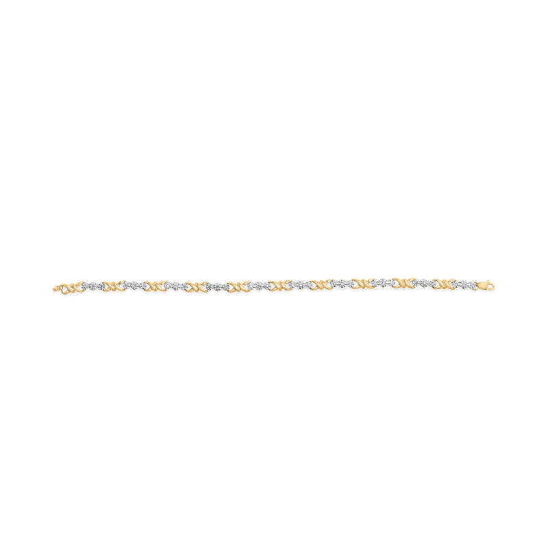 Bids.com 10k Yellow Gold 1/3 Cttw Diamond 3 Stone and X-Link Bracelet (I-J Color, I1-I2 Clarity) - 7.50" Inches Bracelets