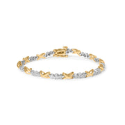 Bids.com 10K Two-Tone Gold 1/2 Cttw Diamond Alternating 3 Stone and X-Link 7" Bracelet (I-J Color, I2-I3 Clarity) Bracelets