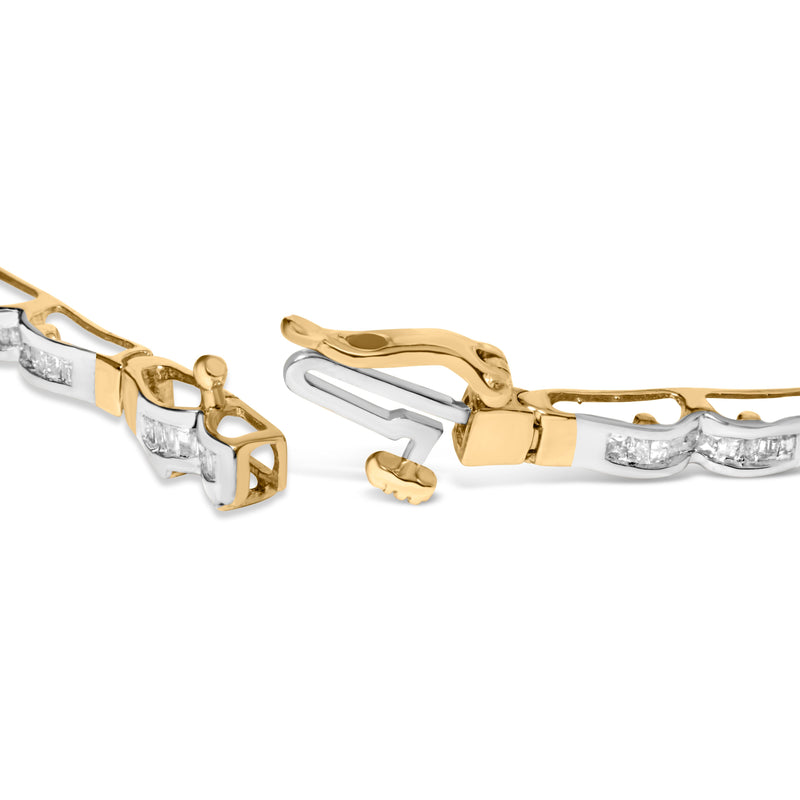 Bids.com 10k Yellow Gold 1.00 Cttw Baguette-Cut Channel Diamond Link Bracelet Bracelets