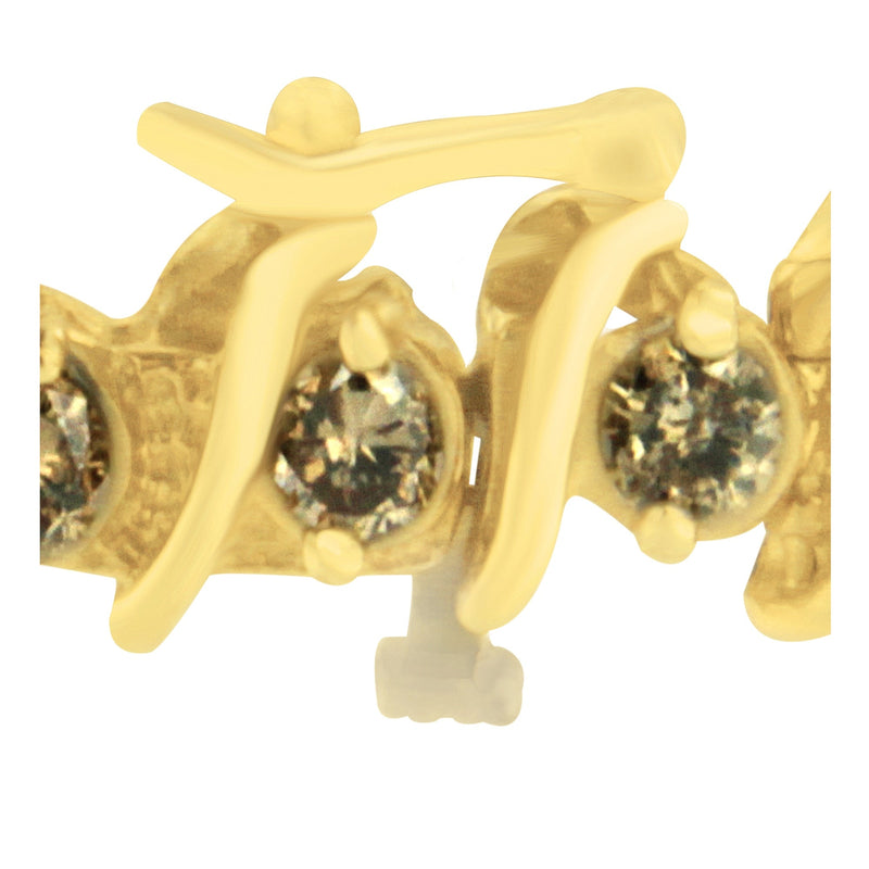 Bids.com 14K Yellow Gold Round-Cut Diamond 'S' Bracelet (6.00 cttw, Brown Color, I1-I2 Clarity) Bracelets