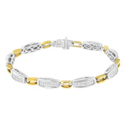 Bids.com 14K Yellow and White Gold 2.0 Cttw Princess Cut Diamond Tapered and Equal Sign Link Bracelet (G-H Color, SI1-SI2 Clarity) - 7" Bracelets