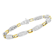 Bids.com 14K Yellow and White Gold 2.0 Cttw Princess Cut Diamond Tapered and Equal Sign Link Bracelet (G-H Color, SI1-SI2 Clarity) - 7" Bracelets