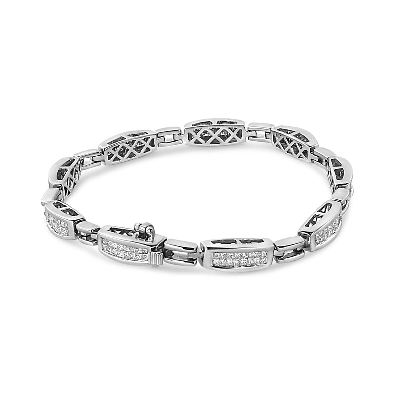 Bids.com 14K White Gold 2.00 Cttw Invisble-Set Princess Diamond Link Bracelet (I1-I2 Clarity, I-J Color) - 7.25" Bracelets
