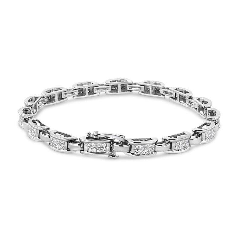 Bids.com 14K White Gold 2.00 Cttw Invisble-Set Princess Diamond Link Bracelet (I1-I2 Clarity, I-J Color) - 7.25" Bracelets