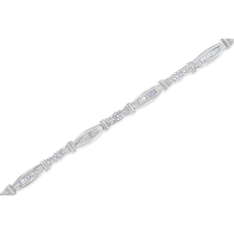 Bids.com 10K White Gold Geometric Pattern Diamond Tennis Bracelet (3 cttw, H-I Color, SI2-I1 Clarity) Bracelets