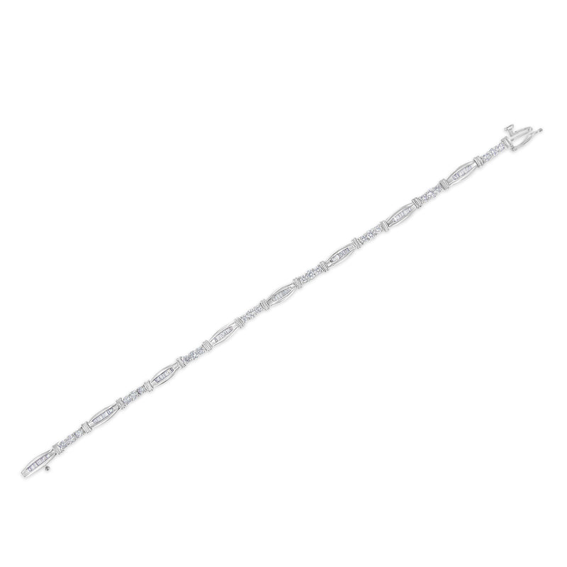 Bids.com 10K White Gold Geometric Pattern Diamond Tennis Bracelet (3 cttw, H-I Color, SI2-I1 Clarity) Bracelets