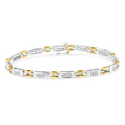 Bids.com 10K Two-Tone Gold Princess Cut Diamond Geo Link Bracelet (1.00 cttw, H-I Color, SI1-SI2 Clarity) Bracelets