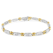 Bids.com 10K Two-Tone Gold Princess Cut Diamond Geo Link Bracelet (1.00 cttw, H-I Color, SI1-SI2 Clarity) Bracelets