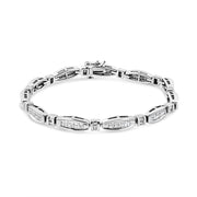 Bids.com 14K White Gold 2.0 Cttw Princess and Round Diamond Bar and Link Bracelet (I-J Color, I1-I2 Clarity) - 7.25" Inches Bracelets