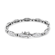 Bids.com 14K White Gold 2.0 Cttw Princess and Round Diamond Bar and Link Bracelet (I-J Color, I1-I2 Clarity) - 7.25" Inches Bracelets