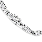 Bids.com 14K White Gold 2.0 Cttw Princess and Round Diamond Bar and Link Bracelet (I-J Color, I1-I2 Clarity) - 7.25" Inches Bracelets