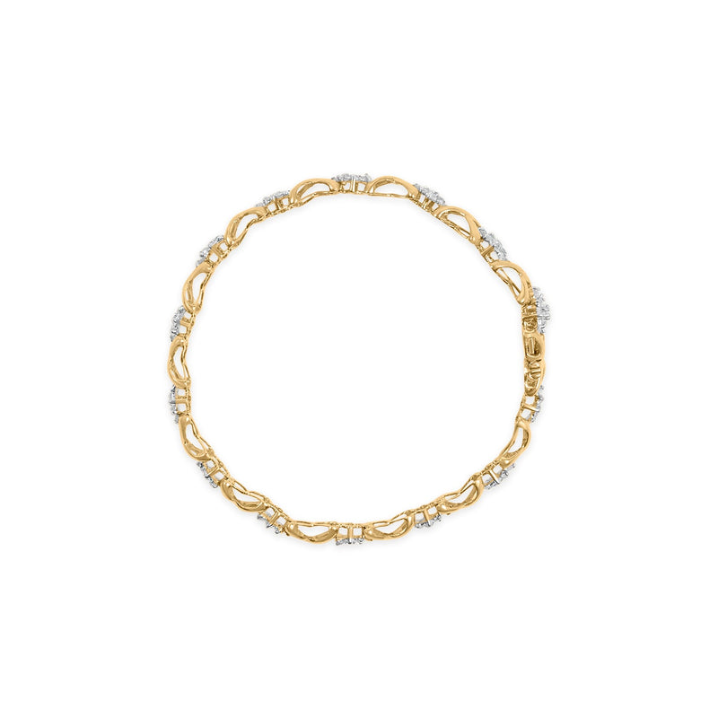 Bids.com 10k Yellow Gold Plated .925 Sterling Silver 2.00 Cttw Round-Cut Diamond Link 7" Bracelet (H-I Color, I2-I3 Clarity) Bracelets