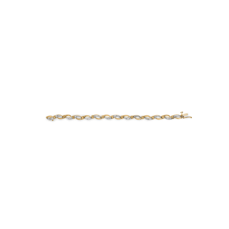 Bids.com 10K Yellow and White Gold 1/2 Cttw Channel Set Diamond Infinity Link 7" Tennis Bracelet (H-I Color, I1-I2 Clarity) Bracelets