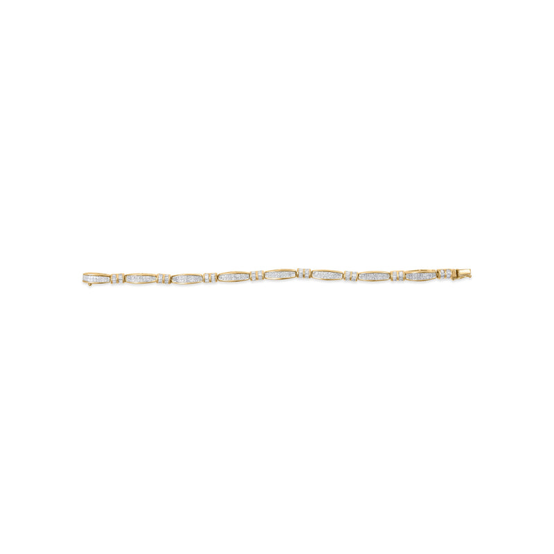 Bids.com 14K Yellow Gold Princess and Baguette Cut Diamond Beaded Bracelet (3.00 cttw, H-I Color, SI1-SI2 Clarity) Bracelets
