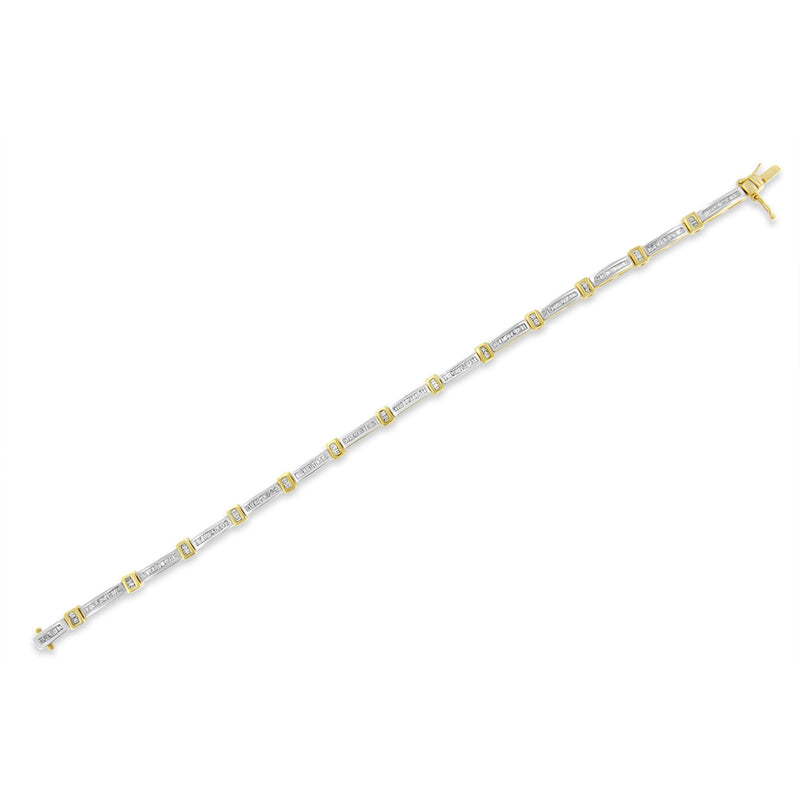 Bids.com 14K Yellow Gold 1.00 Cttw Baguette Diamond Channel Link Bracelet Bracelets