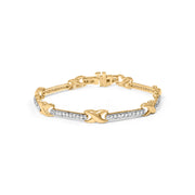 Bids.com 10K Yellow Gold 1.00 Cttw Pave Set Diamond Bar and  X-Link 7" Bracelet (I-J Color, I3 Quality) Bracelets