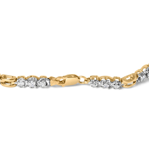 Bids.com 10k Yellow Gold 1.00 Cttw Diamond 3 Stone Link Bracelet (I-J Color, I1-I2 Clarity) -7.25" Inches Bracelets