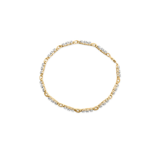 Bids.com 10k Yellow Gold 1.00 Cttw Diamond 3 Stone Link Bracelet (I-J Color, I1-I2 Clarity) -7.25" Inches Bracelets
