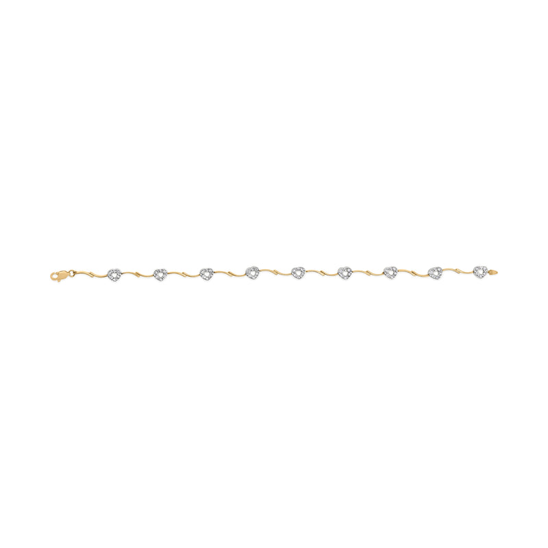 Bids.com 10k Two-Tone Gold 1/3 Cttw Diamond Pave Set Heart S-Link 7.25" Bracelet (I-J Color, I2-I3 Clarity) Bracelets