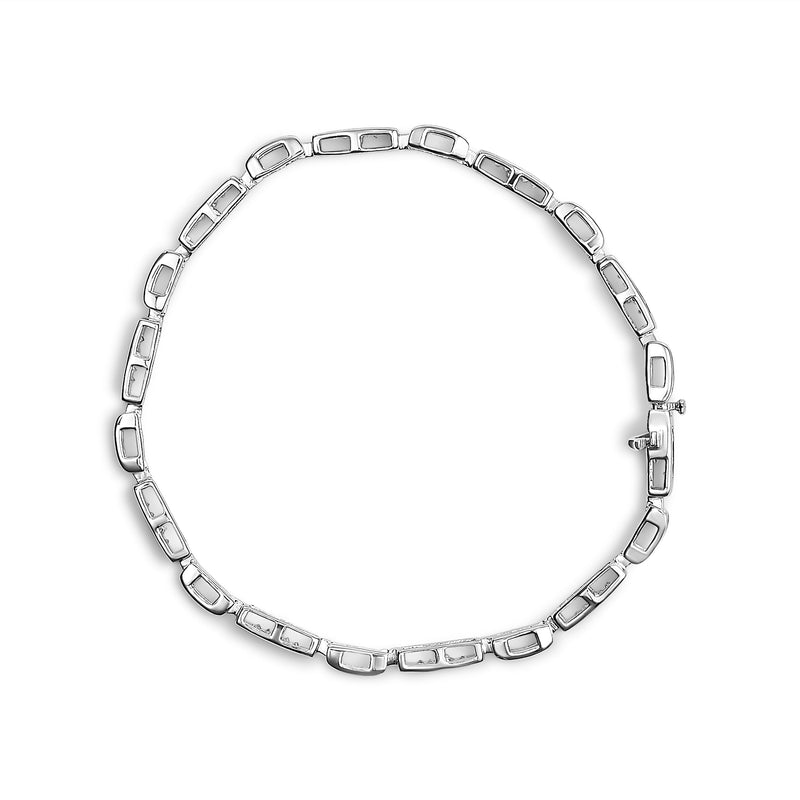 Bids.com 14K White Gold 1.0 Cttw Invisible Set Princess Cut Diamond Alternating Station and Link Tennis Bracelet (I-J Color, I1-I2 Clarity) - Size 7.25" Inches Bracelets