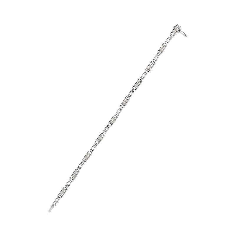 Bids.com 14K White Gold 1.0 Cttw Invisible Set Princess Cut Diamond Alternating Station and Link Tennis Bracelet (I-J Color, I1-I2 Clarity) - Size 7.25" Inches Bracelets