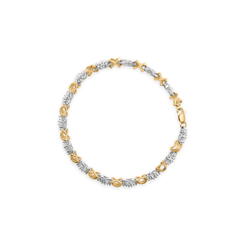 Bids.com 10K Two-Tone Gold 1.00 Cttw Diamond X-Link Link Bracelet Bracelets