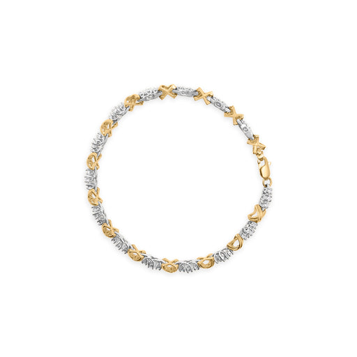 Bids.com 10K Two-Tone Gold 1.00 Cttw Diamond X-Link Link Bracelet Bracelets