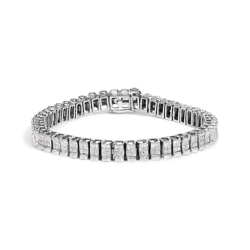 Bids.com 14K Yellow Gold 3.0 Cttw Princess Cut Quad Invisible Set Tennis Bracelet (H-I Color, SI1-SI2 Clarity) - 7â€ Bracelets