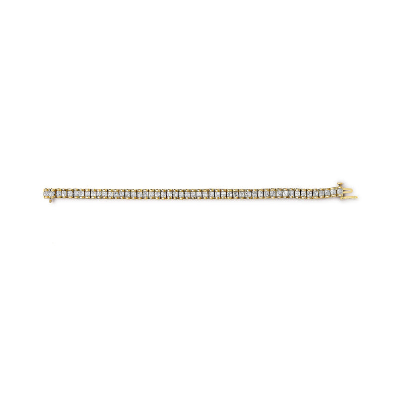 Bids.com 14K Yellow Gold 3.0 Cttw Princess Cut Quad Invisible Set Tennis Bracelet (H-I Color, SI1-SI2 Clarity) - 7â€ Bracelets