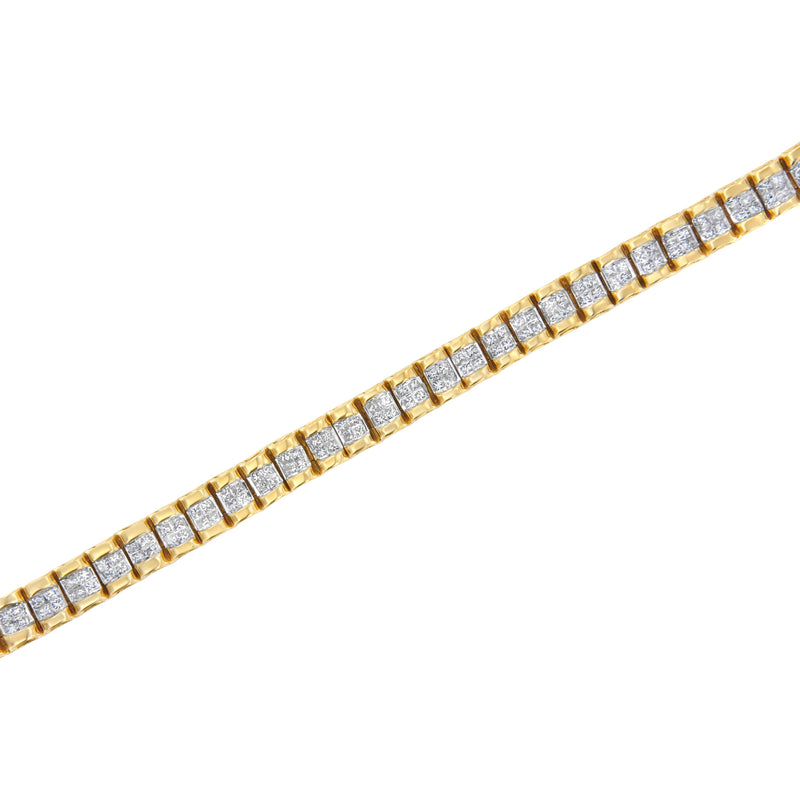 Bids.com 14K Yellow Gold 3.0 Cttw Princess Cut Quad Invisible Set Tennis Bracelet (H-I Color, SI1-SI2 Clarity) - 7â€ Bracelets