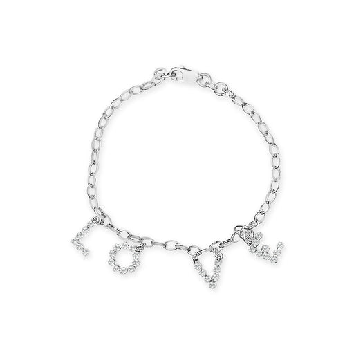 Bids.com 10k White Gold 1/6 Cttw Diamond "Love" Charm Cable Chain Bracelet (H-I Color, I1-I2 Clarity) - 7" Bracelets