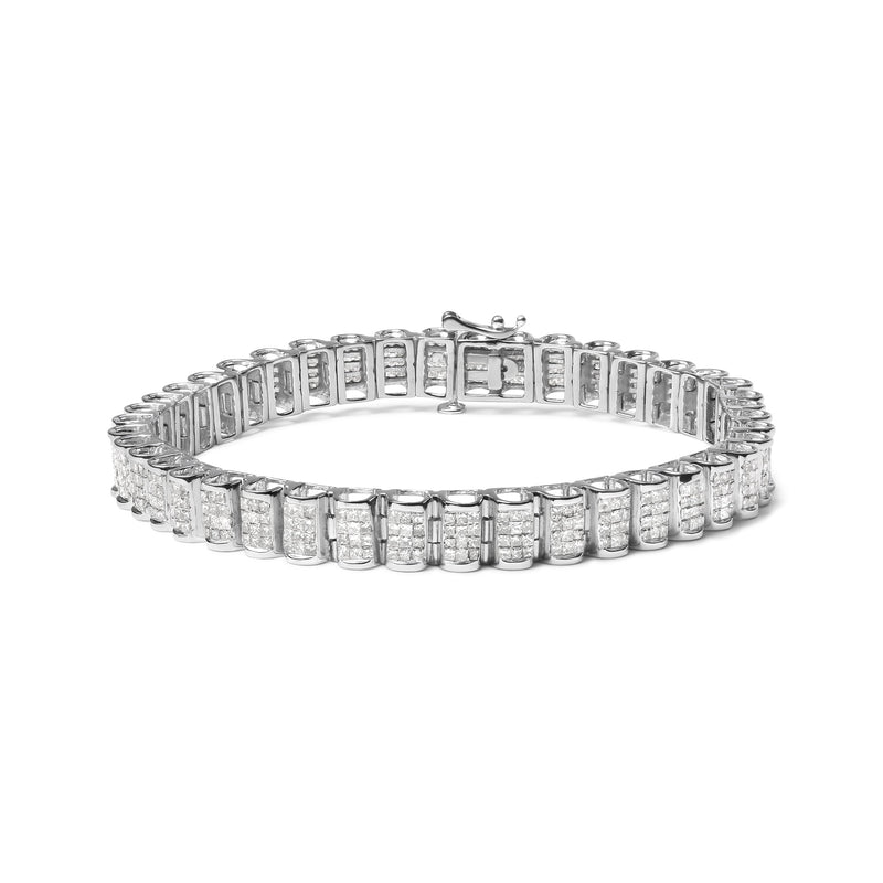Bids.com 14K Yellow Gold 5.0 Cttw Invisible Set Princess-cut Diamond Buckle Link Tennis Bracelet (H-I Color, SI2-I1 Clarity) - Size 7.25" Bracelets