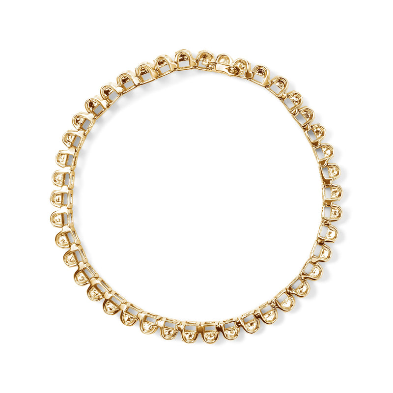 Bids.com 14K Yellow Gold 5.0 Cttw Invisible Set Princess-cut Diamond Buckle Link Tennis Bracelet (H-I Color, SI2-I1 Clarity) - Size 7.25" Bracelets