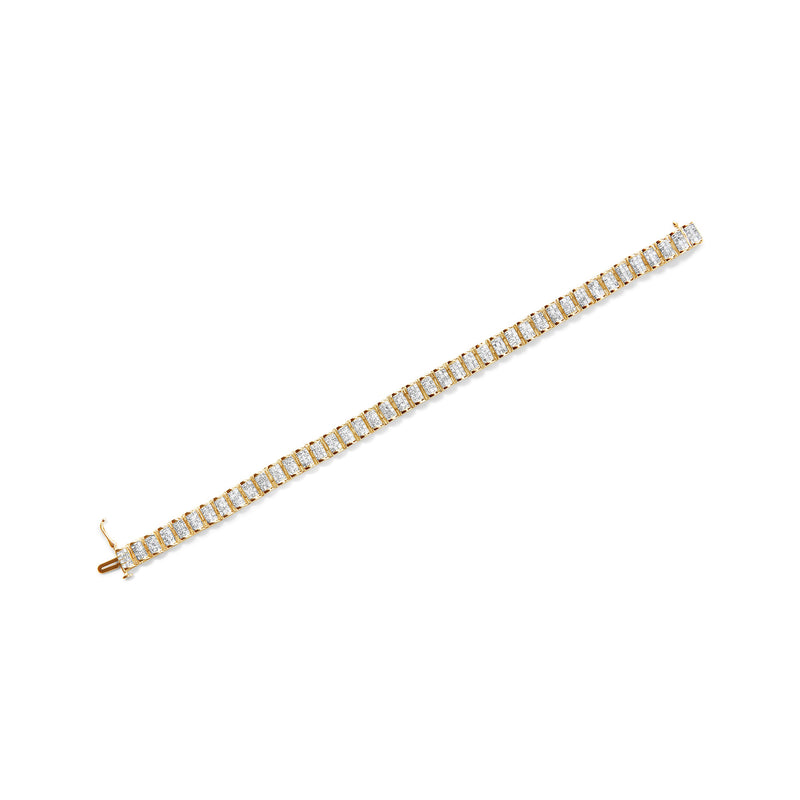 Bids.com 14K Yellow Gold 5.0 Cttw Invisible Set Princess-cut Diamond Buckle Link Tennis Bracelet (H-I Color, SI2-I1 Clarity) - Size 7.25" Bracelets