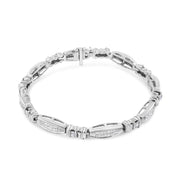 Bids.com 14K White Gold 2.0 Cttw Channel-Set Alternating Baguette and Princess-Cut Diamond Link Bracelet (H-I Color, SI2-I1 Clarity) - Size 7 Bracelets