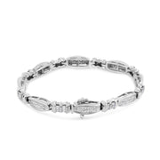 Bids.com 14K White Gold 2.0 Cttw Channel-Set Alternating Baguette and Princess-Cut Diamond Link Bracelet (H-I Color, SI2-I1 Clarity) - Size 7 Bracelets