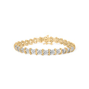 Bids.com 10K Yellow Gold Plated .925 Sterling Silver 2.0 Cttw Round Diamond Cluster "X" Shaped Link Bracelet (H-I Color, I3 Clarity) - 7" Bracelets