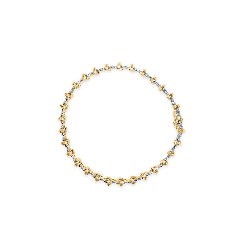 Bids.com 10K Yellow Gold Plated .925 Sterling Silver 2.0 Cttw Round Diamond Cluster "X" Shaped Link Bracelet (H-I Color, I3 Clarity) - 7" Bracelets