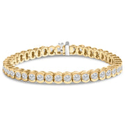Bids.com 14K Yellow Gold 8.00 Cttw Half Bezel Set Diamond Tennis Bracelet (H-I Color, SI2-I1 Clarity) - 7" Inches Bracelets
