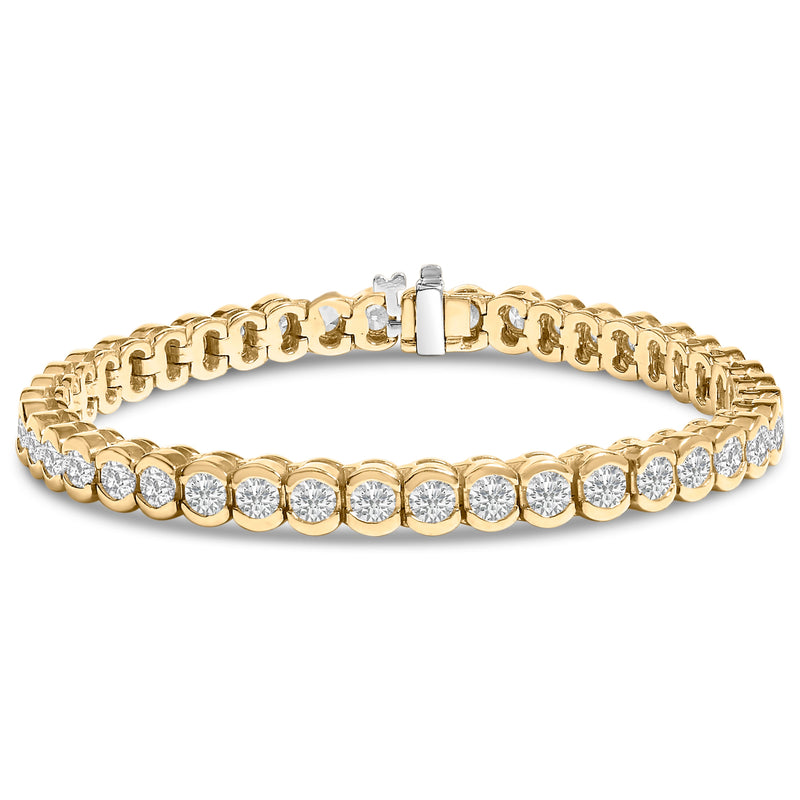 Bids.com 14K Yellow Gold 8.00 Cttw Half Bezel Set Diamond Tennis Bracelet (H-I Color, SI2-I1 Clarity) - 7" Inches Bracelets