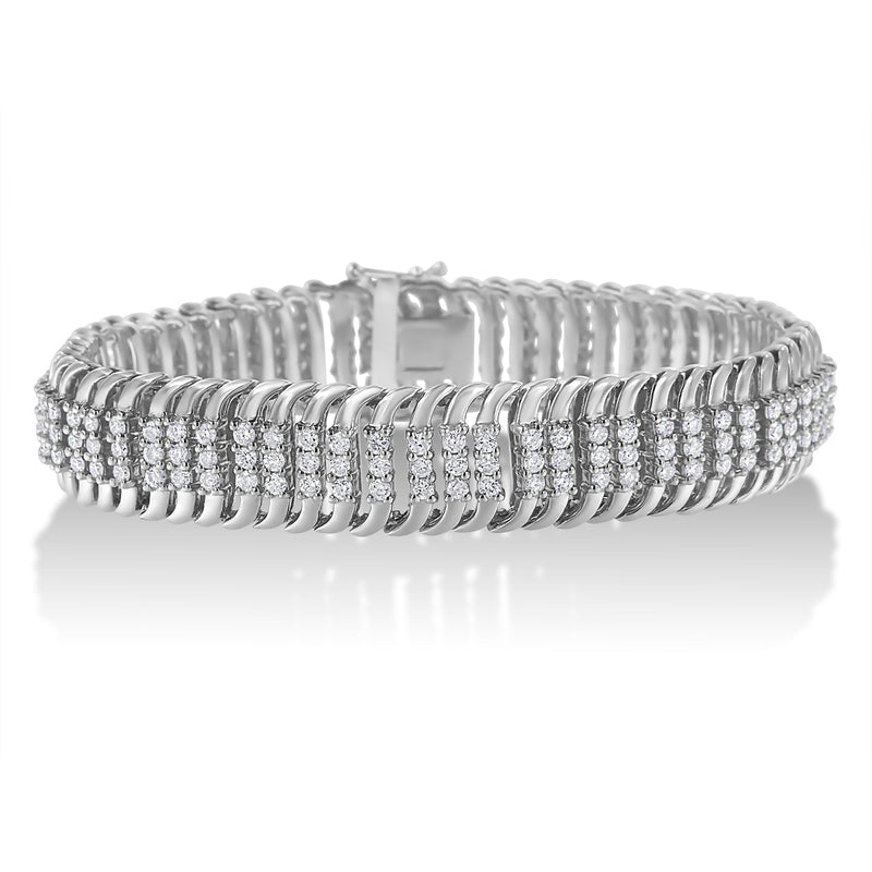 Bids.com 14K White Gold 5.0 Cttw Round Brilliant Cut Diamond 7" S Wave Serpentine Tennis Bracelet (H-I Color, I1-I2 Clarity) Bracelets