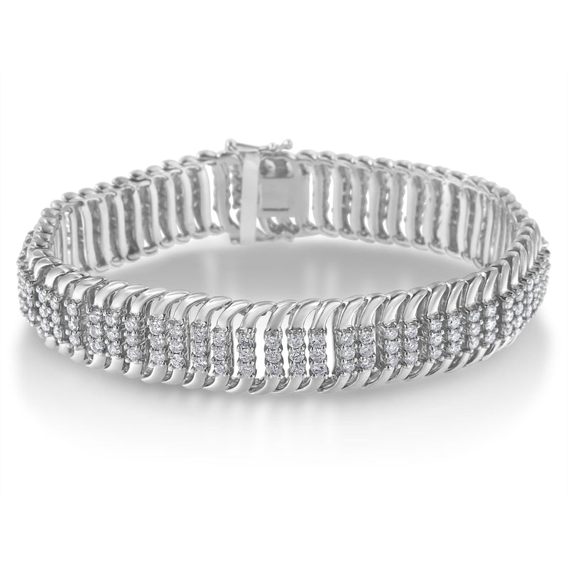 Bids.com 14K White Gold 5.0 Cttw Round Brilliant Cut Diamond 7" S Wave Serpentine Tennis Bracelet (H-I Color, I1-I2 Clarity) Bracelets