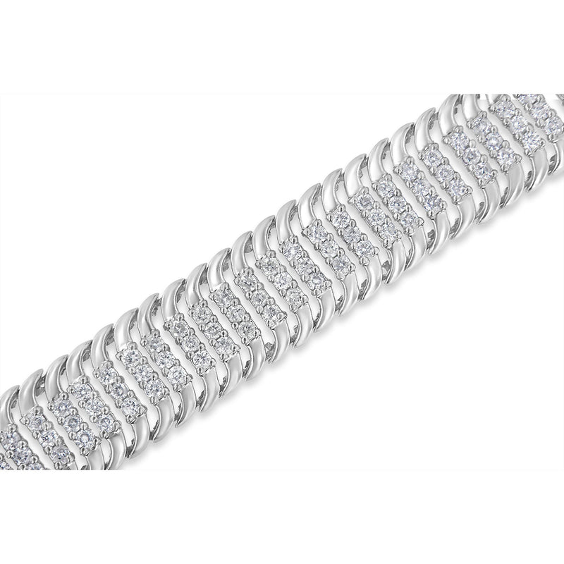 Bids.com 14K White Gold 5.0 Cttw Round Brilliant Cut Diamond 7" S Wave Serpentine Tennis Bracelet (H-I Color, I1-I2 Clarity) Bracelets