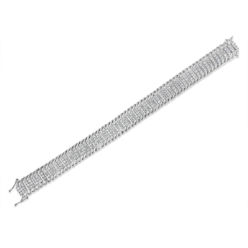 Bids.com 14K White Gold 5.0 Cttw Round Brilliant Cut Diamond 7" S Wave Serpentine Tennis Bracelet (H-I Color, I1-I2 Clarity) Bracelets